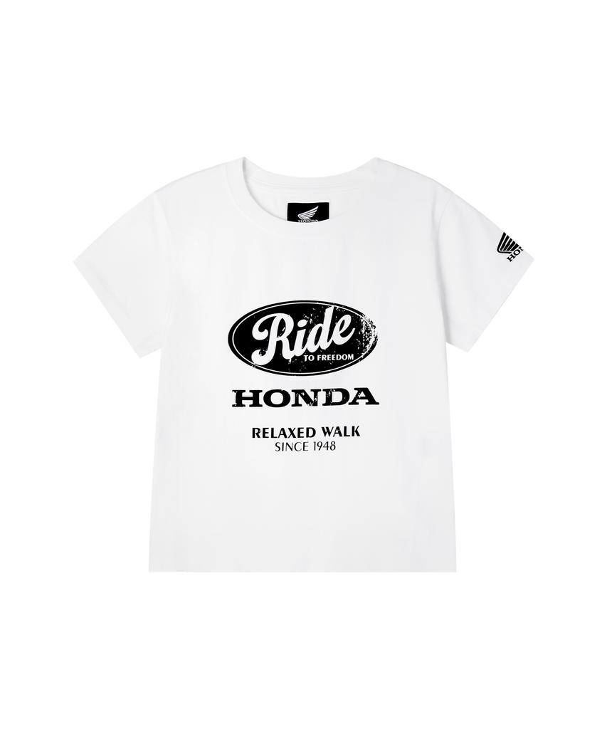 PHYPS MOTORCYCLE Womens Vintage Ride Washed Crop Tee White