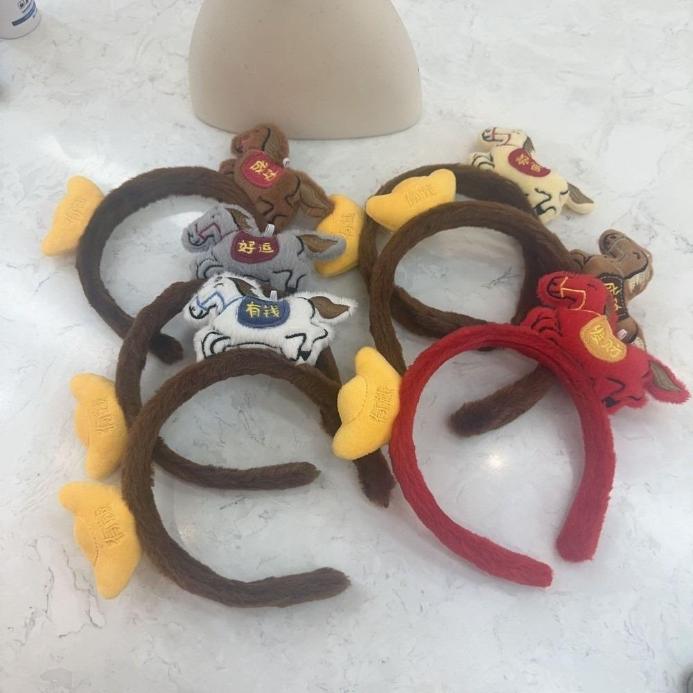 Red Cartoon Horse Hair Hoop Exquisite New Year Mascot Headband Cute Pony Headpiece  Celebration