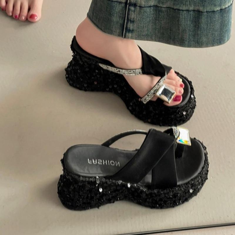 

Fashionable Shoes Versatile Casual Slippers New Thick-soled Height-increasing Sandals 34 чорний