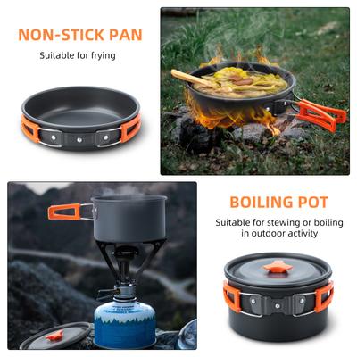 Ensemble de cuisine de Camping, batterie de cuisine de Camping, 16 pièces, ensemble de casseroles et poêles de Camping, ensemble de cuisine de Camp de nidification