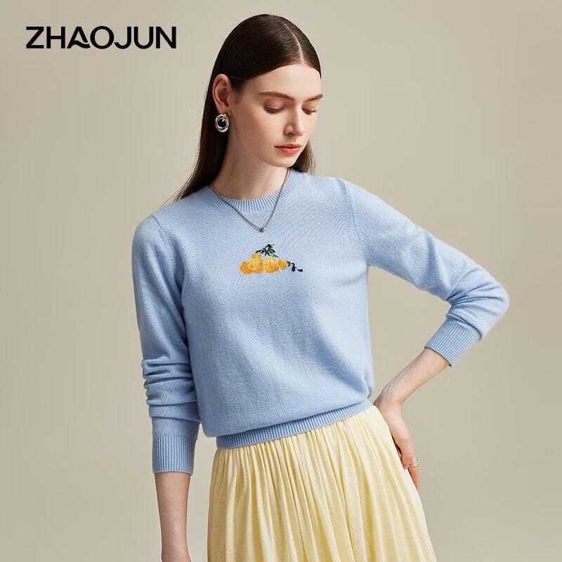 Zhaojun Women's Solid Color Round Neck Cashmere Sweater