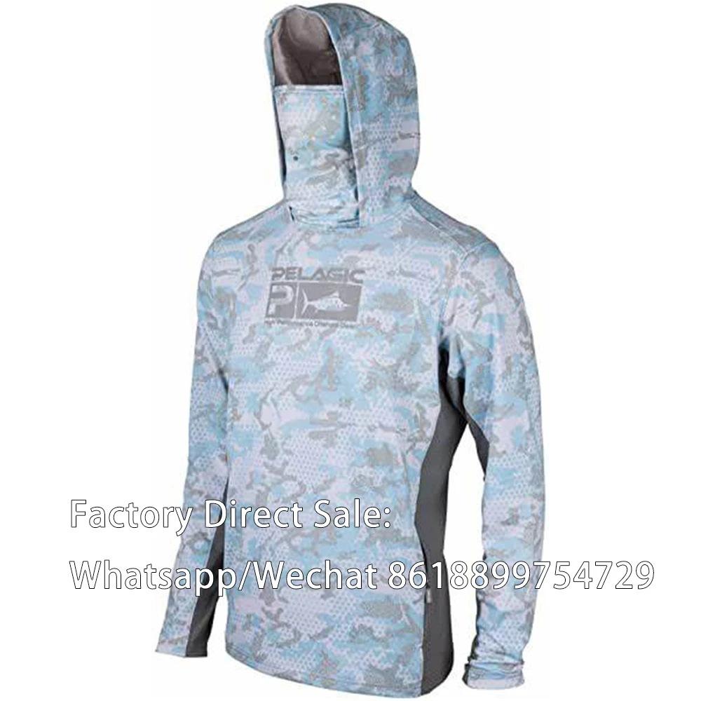 PELAGIC camouflage fishing suit for men and women long-sleeved mask hoodie sun protection breathable fishing suit can be