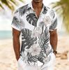 Men's Tropical Floral Leaf Print Short Sleeve Shirt, Spring Summer Vintage Hawaiian Vacation Blouse, Loose Casual Top