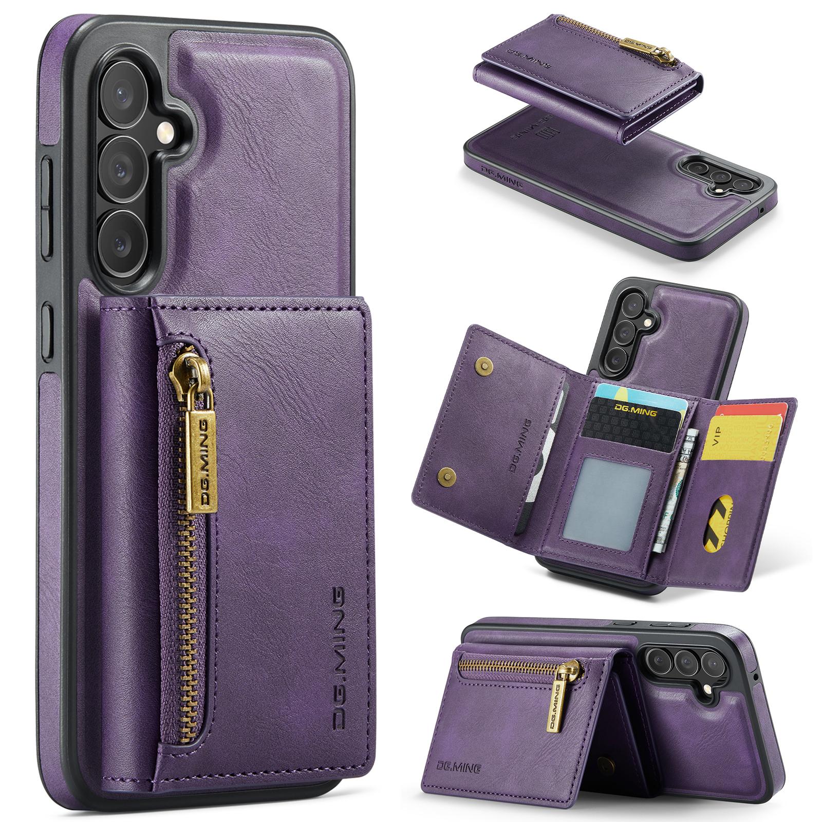 

DG.MING M5 Series For Samsung Galaxy S24 FE Case Detachable Magnetic Leather Phone Cover with Card Slots Purple