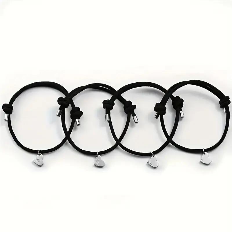 Four-Leaf Clover Magnetic Best Friendship Bracelets For 4Pcs Women Men Magnet Heart Best Friend Forever Good Luck Bracelet Gift