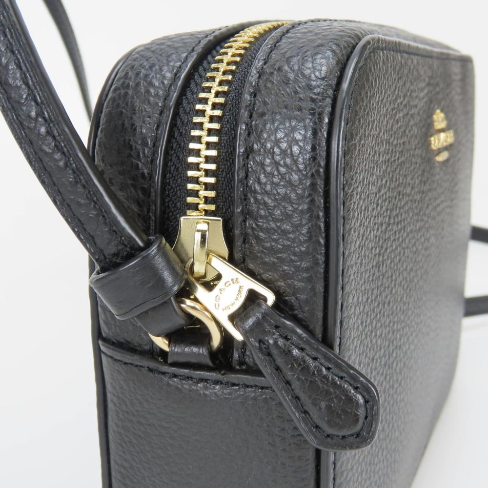 Used COACH Shoulder Bag Pochette 87734 Leather Black Mini