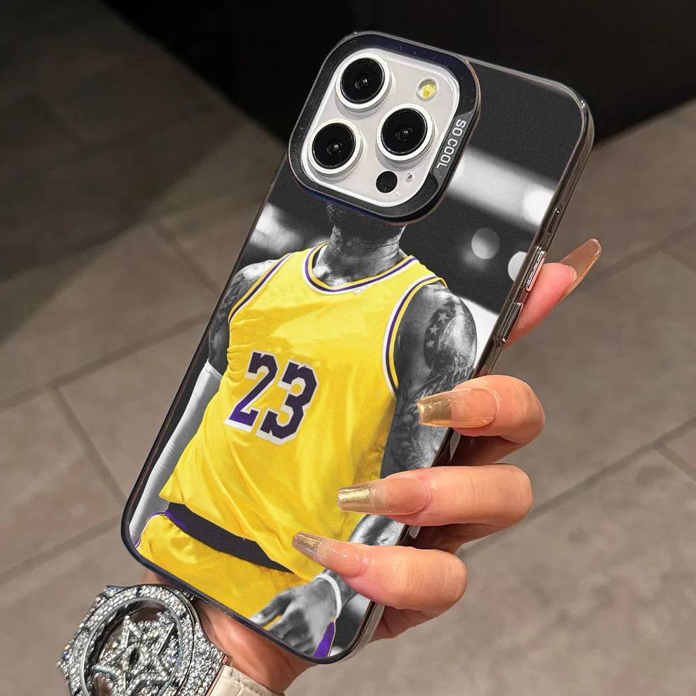 Basketball L-Lebron James Phone Case For iPhone 17,16,15,14,13,12,11 Plus,Pro Max,XS,Colorful Silver Phone Case Funda Cover