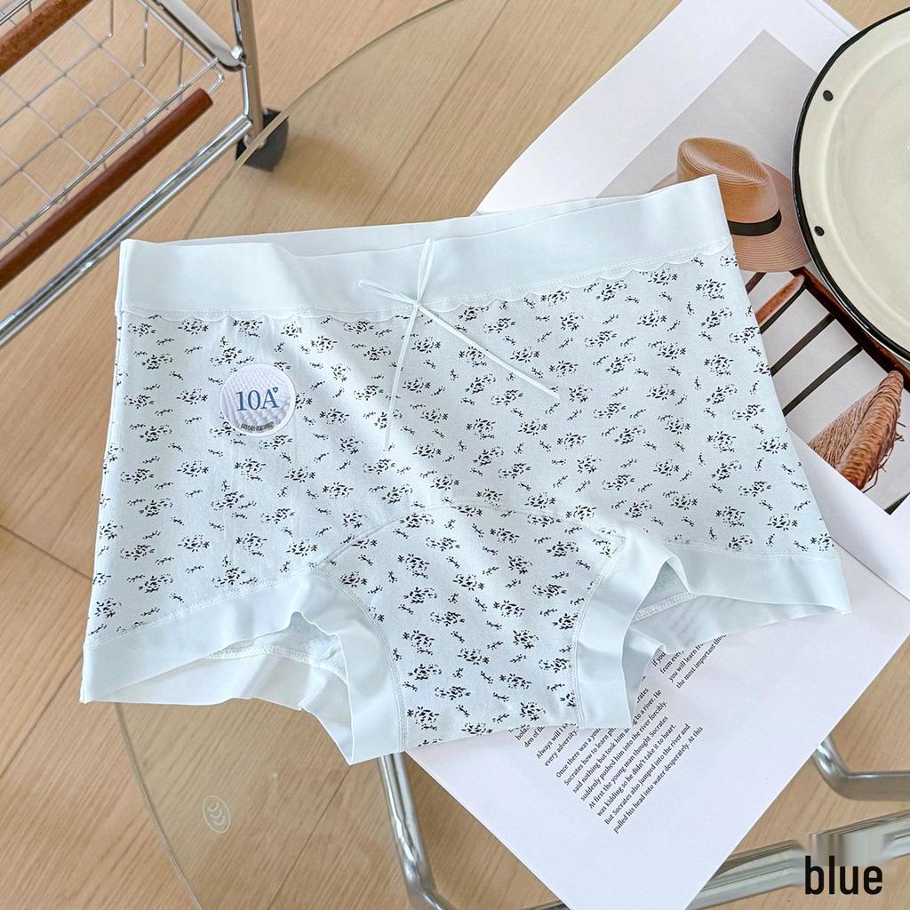 10A Antibacterial Sweet Floral Cotton Girls' Mid-Waist Boxer Briefs - Comfortable & Breathable