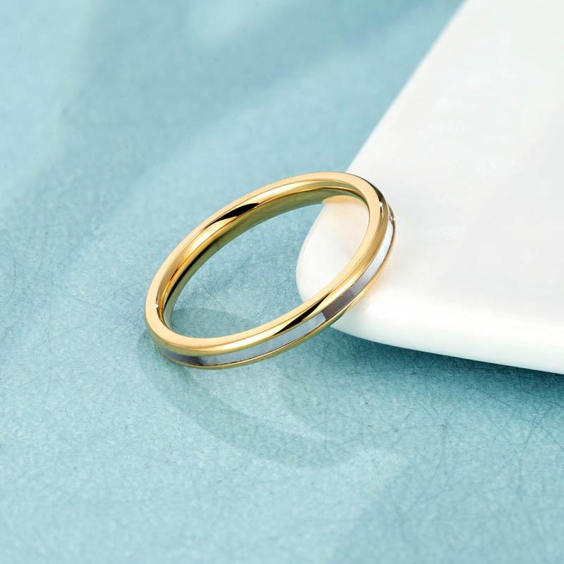 Titanium Steel Korean Simple and Colorful Fritillary Ring Electroplating Niche Smooth Shell Ring Female Ins Accessories