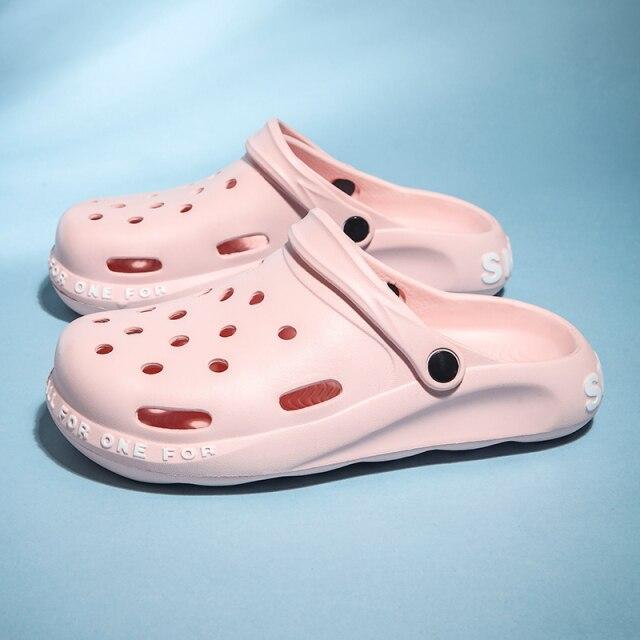 

Распродажа, летние дешевые сабо, мужские желтые мужские пляжные сандалии, повседневная уличная мужская садовая обувь без шнуровки, унисекс Sandalias De Hombre 5 розовый