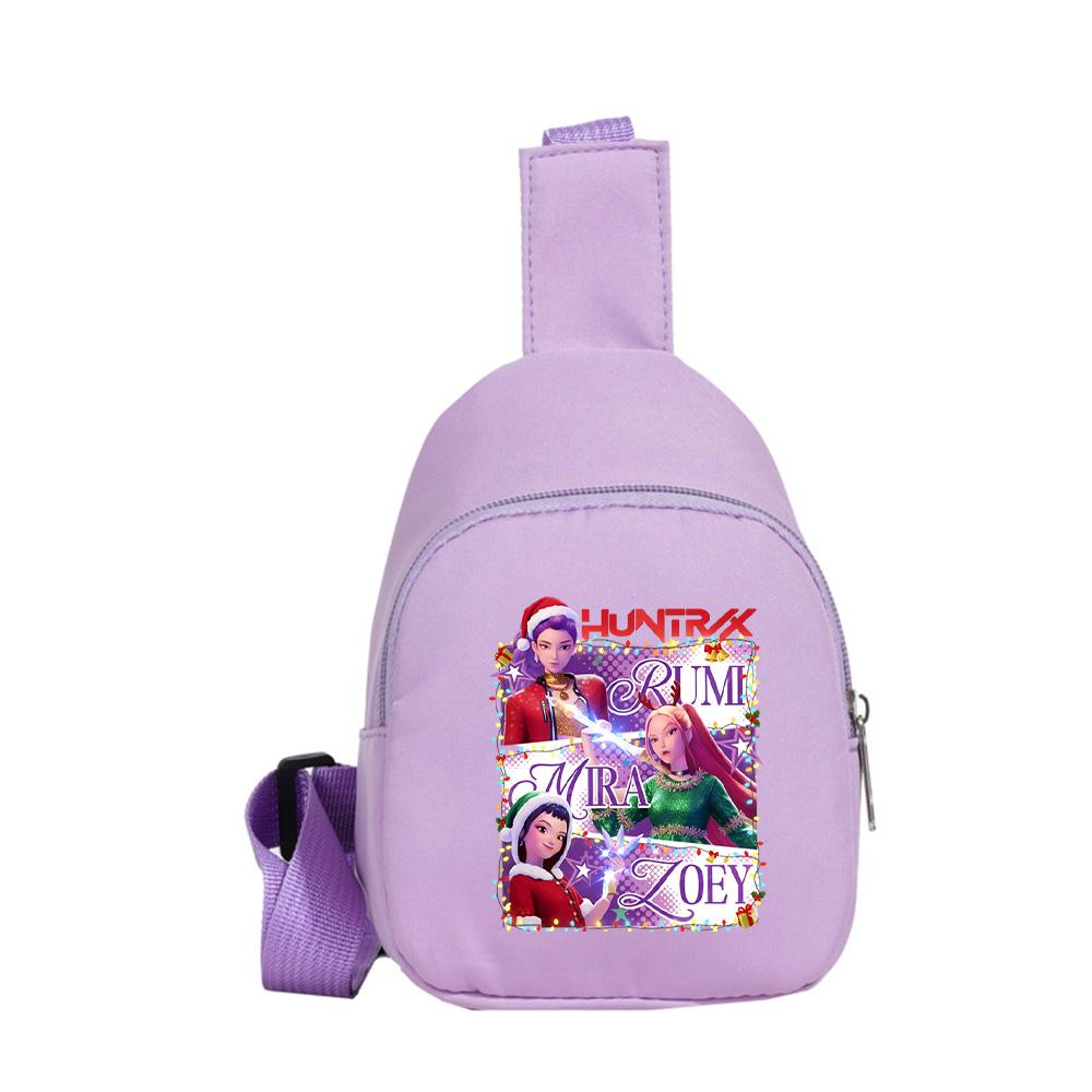Christmas K-pop Demon Hunters Printed Kawaii Chest Pack for Boy Girl Anime Cartoon Shoulder Bag Students Portable Crossbody Pouch Chest Bag Kid Gift