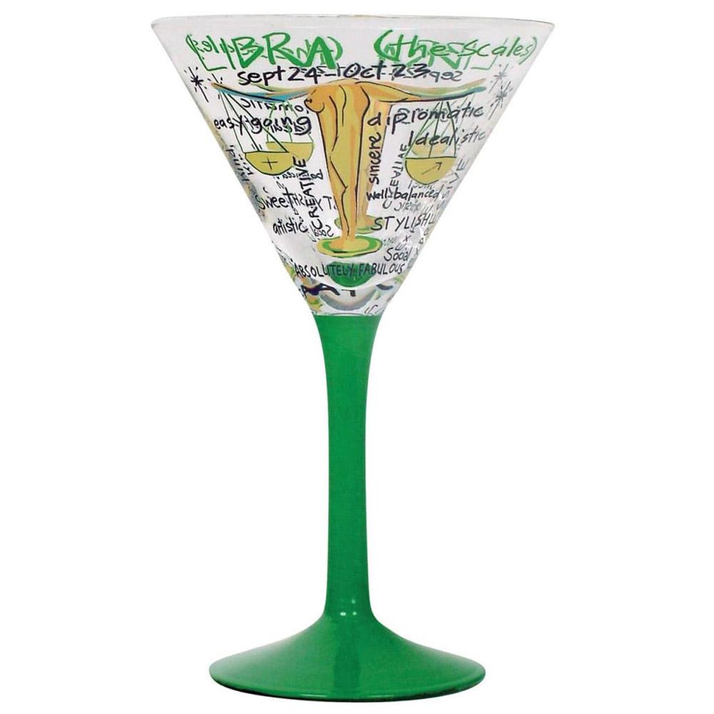 Ručně malovaná sklenice na Martini Coyote Zodiac (Váhy)