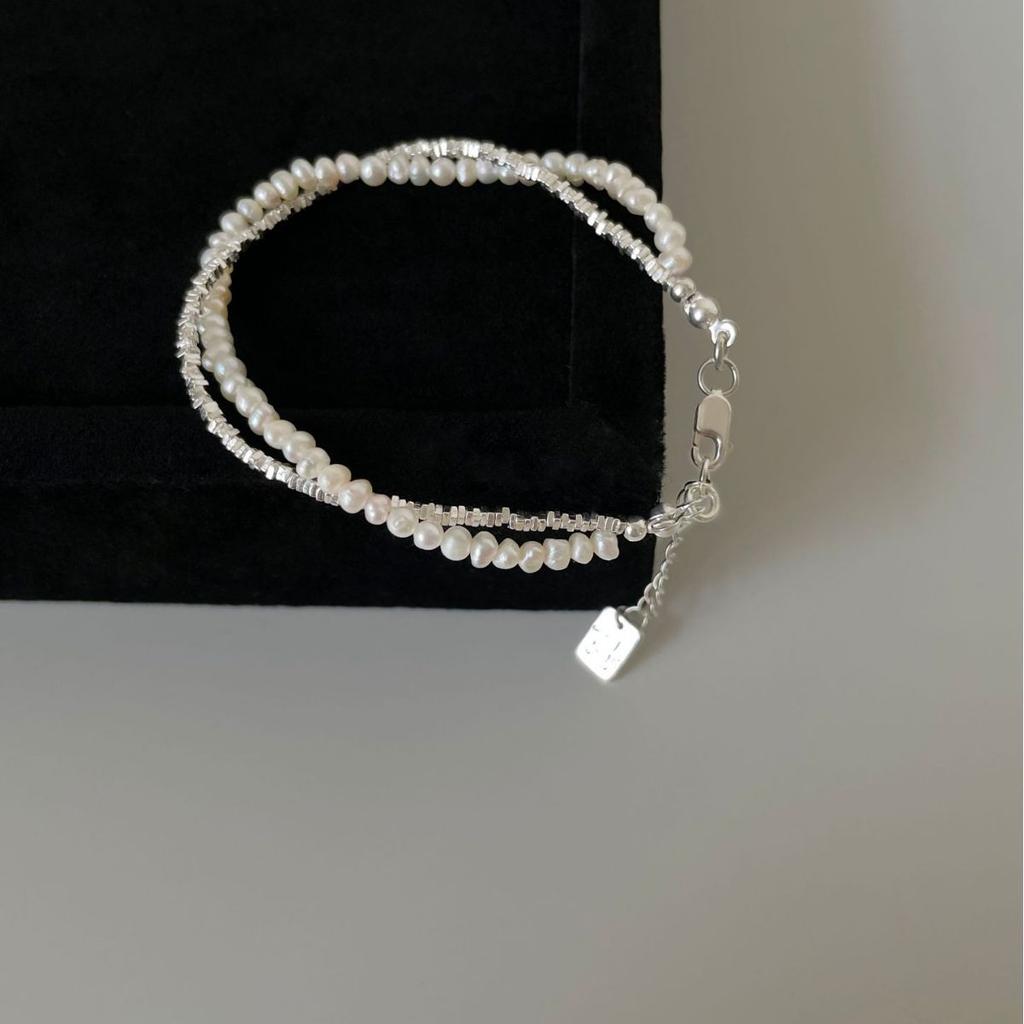 Fashion 925 Silver Pearl Bracelets for Women Korean Luxury Double Layer Pearl Silver Chain Bracelets Party Jewelry Gift