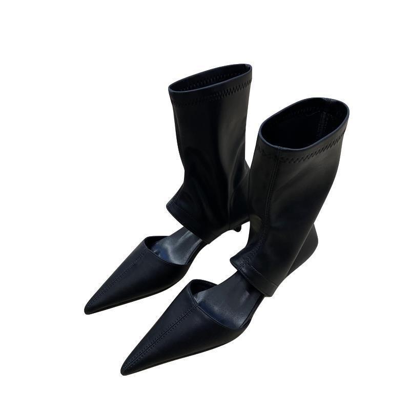 Fashion Summer Boots Style Hottie Sexy Pointed Head Women Shoes High Heels Hollow Comfortable Cool Boots Elastic Short Boots Women Shoes