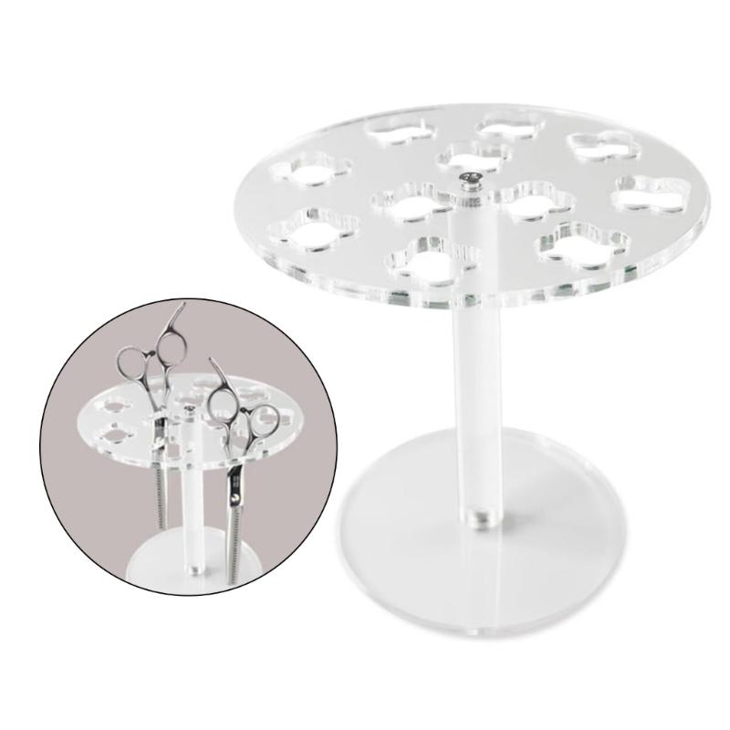 Acrylic Scissors Stand with 11 Slot Salon Barber Tool Organizers Desktop Comb Clip Storage Rack