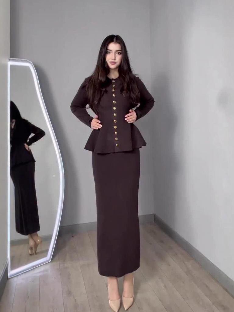 Elegant Intellectual European Long Sleeve Dress Set - Autumn 2025 New Style