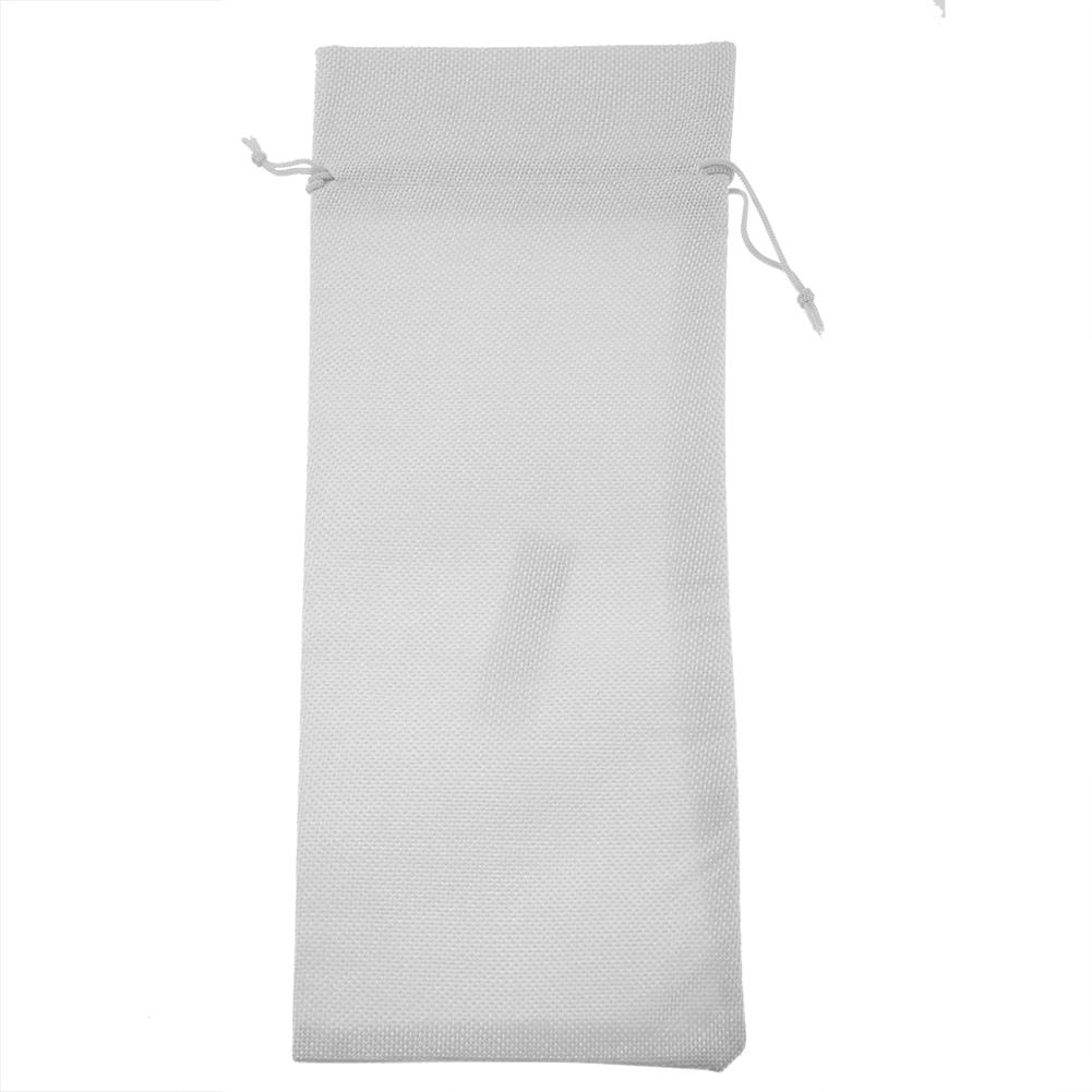 12pcs Simple Linen Fabric Wine Bag with Drawstring Champagne Decorative Cover