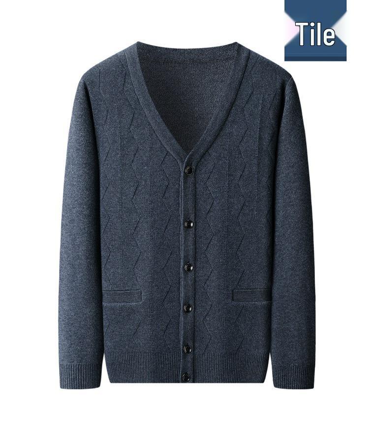 Brandneuer Herren Winter Kaschmir Cardigan: Mid-Age Dad Stil, Dicker Business Wollpullovermantel