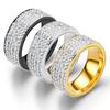 Five-Row Diamond Ring Trendy Stainless Steel Couple Rings for Men Women Versatile Fashion Jewelry