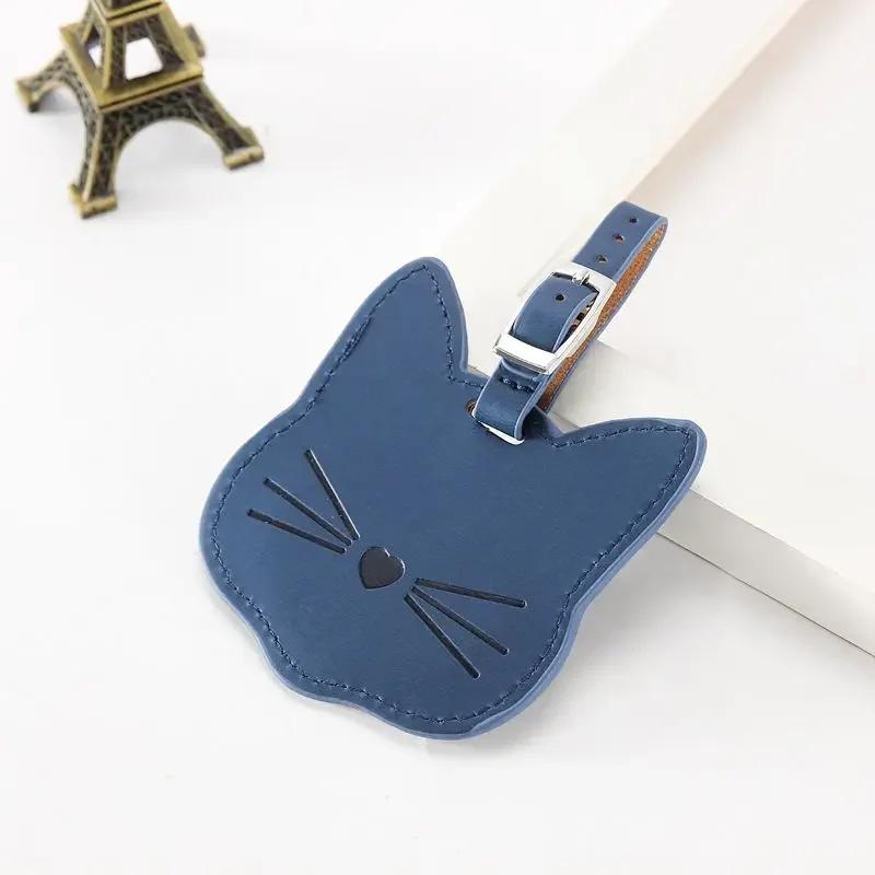 1Pc Cute Cartoon Cat Cute Luggage Tag Women Men PU Leather Suitcase Tag ID Address Label Baggage Boarding Tag Luggage Tags