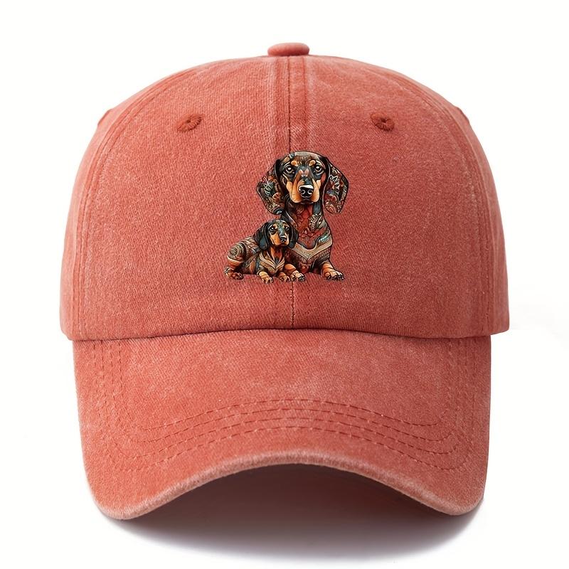 Dog cartoon printed baseball cap with curved edges for casual outdoor sports, parties, camping, truck driver hat