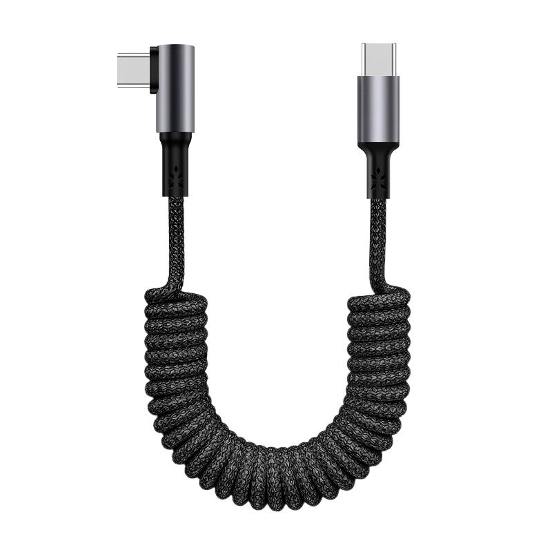 Right-Angle Nylon Data Cable PD100W Fast Charging USB-A/Type-C for IPhone14/15/16/17 for for for Car Retractable