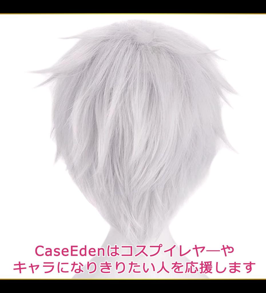 CaseEden Cosplay Wig, Premium, Cool Short Hair, Silver, 6054