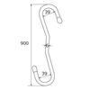 Waki Sangyo Stainless Steel Long S-Ring Hook, Hanging Hook, Silver, 6mm x 900mm, BK-904
