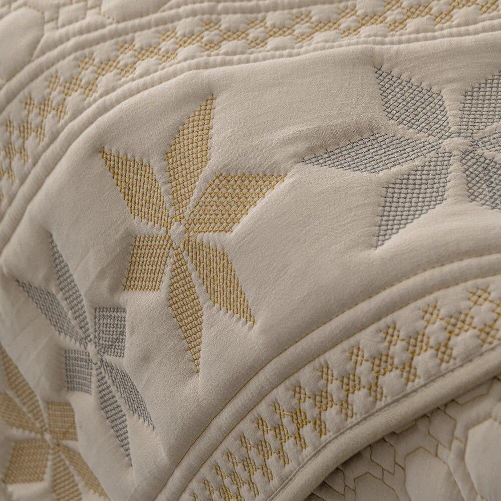 Embroidered Sofa Towel Pillowcase Polyester Cotton Sofas Cushion Anti Slip Wear-resistant Snowflake Patterned Sofa Cover Blanket