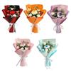 With Artificial Leaves Crochet Rose Flower Bouquet Handmade Bouquet  Valentine's Day