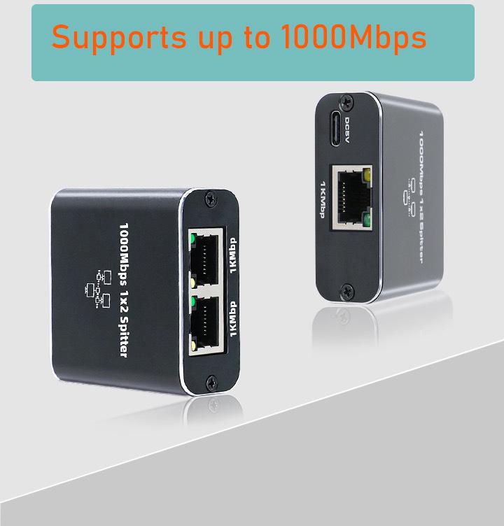 RJ45 Gigabit Network Cable Splitter 1-to-3 Adapter for Broadband Routing