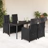Vidaxl 5-Cz. Garden Furniture Set With Cushions, Black, Poly Rattan