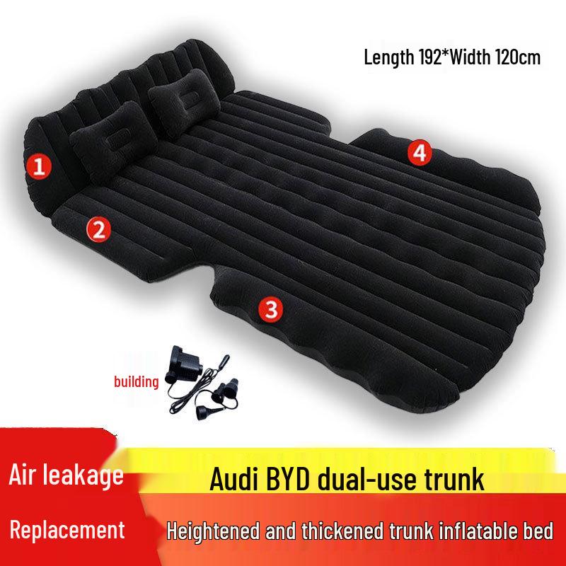 Universal Inflatable Car Mattress - Portable Folding Flocked Bed for Back Seat, SUV, and Sedan Trunk