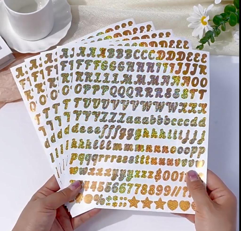 5 Sheets 0.5 Inch Art Letter Number Sticker Removable Handwritten Stationery Sticker Crafts Gifts DIY Diary Name Letter Stickers