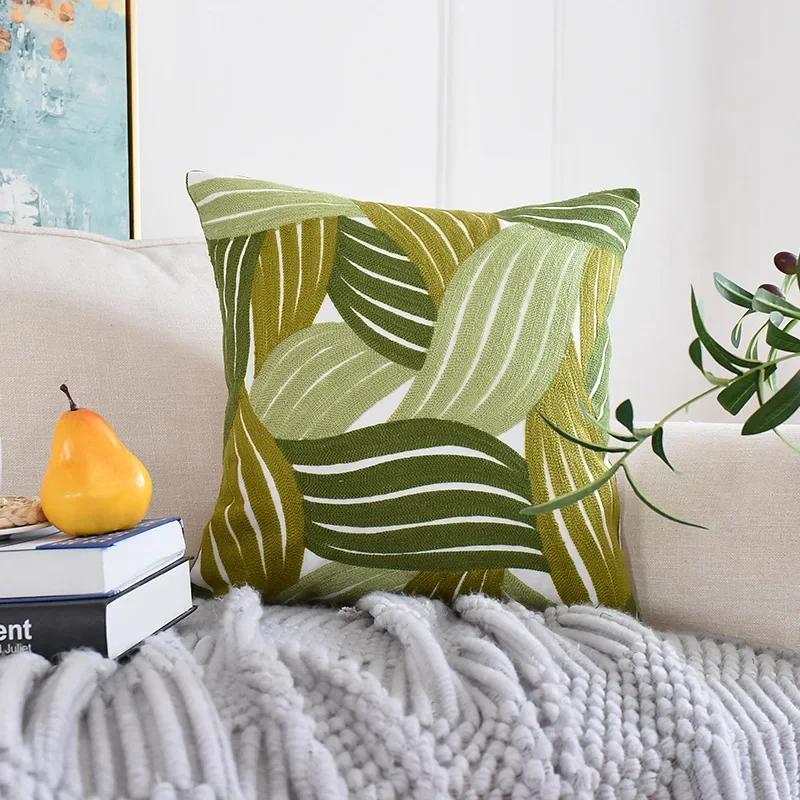 3D Embroidered Sofa Cushion Cover Homestay Pastoral Plant Pillow Cover Home Pillow Case 45x45