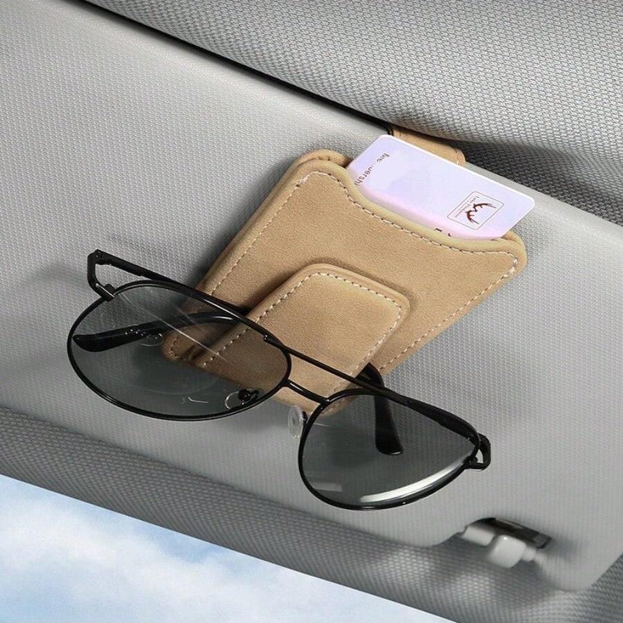 Sunglass Holder For Car Sun Visor Suede Leather Glasses Eyeglass Hanger Clip Car Sunglasses Holder Ticket Card Clip Accessories