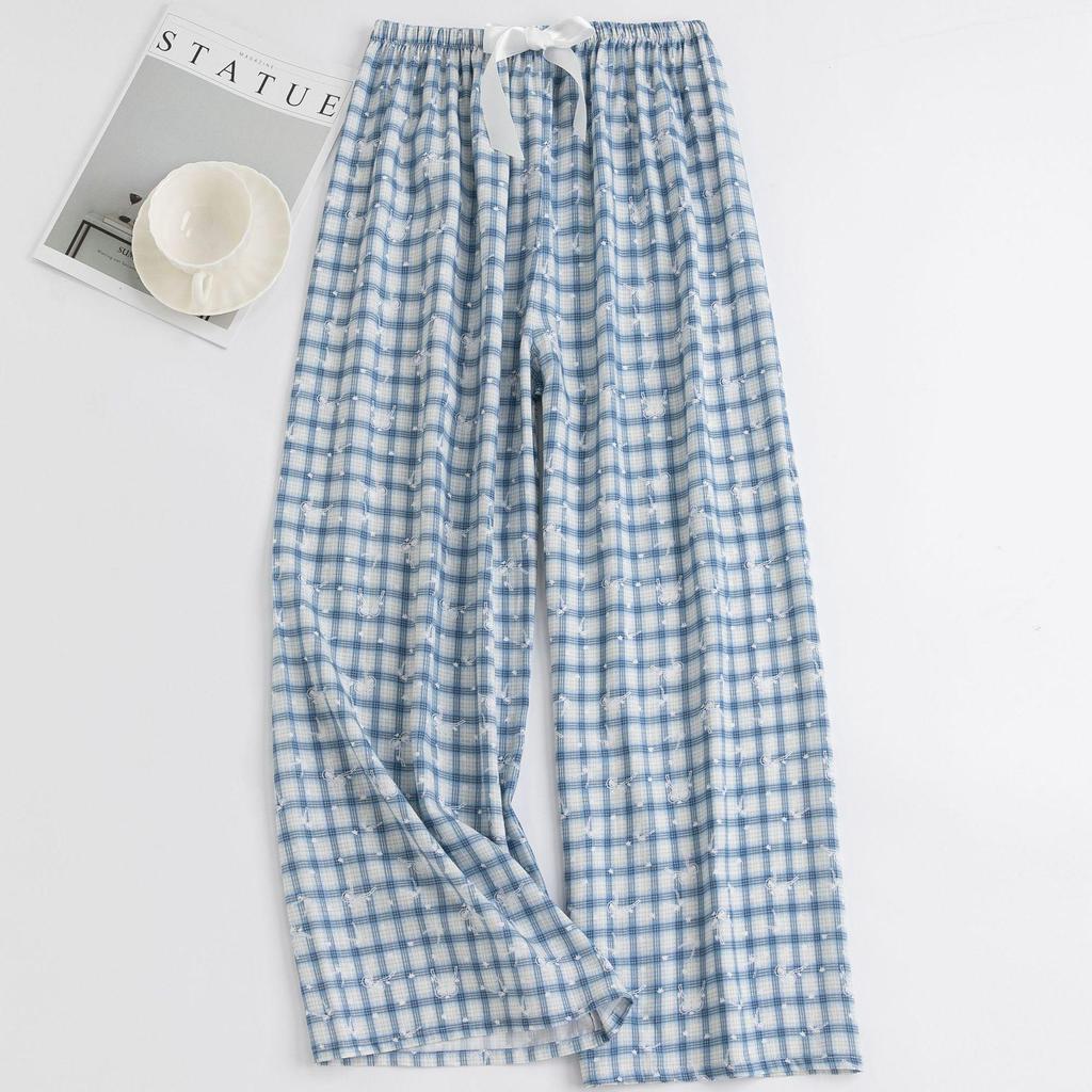 Women's Floral Cotton Silk Pajama Pants, Mosquito Repellent, Outdoor & Home Wear, Plus Size, Lightweight Summer Style.