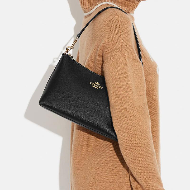 New COACH Cow Leather Portable Crossbody Bag, Shoulder Bag Medium Size Women's Black CE584-IMBLK
