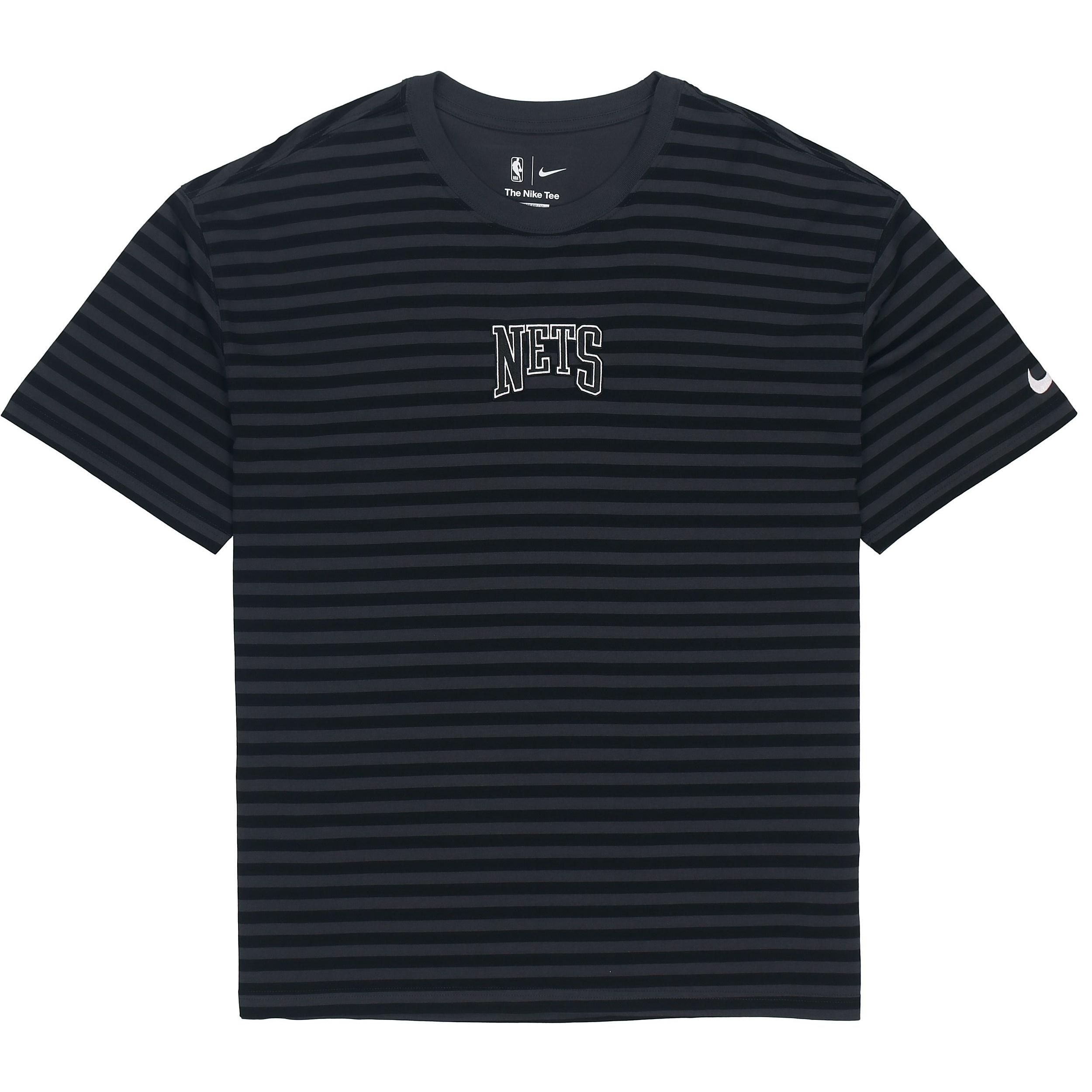 Men s Nike NBA Brooklyn Nets Casual Sports Loose Alphabet Stripe Short Sleeve Black T-Shirt DA5862-060 XXL