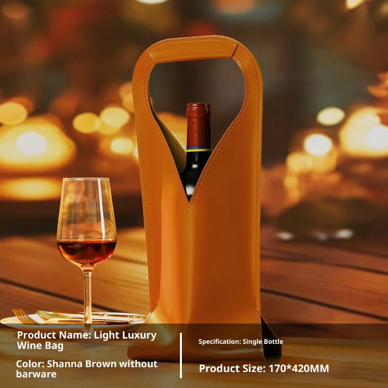 1pc Wine Packaging Bags Gift Bags Vintage PU Leather Tote Wine Bags Drinking Accessories Tote Gift Bags For Friends