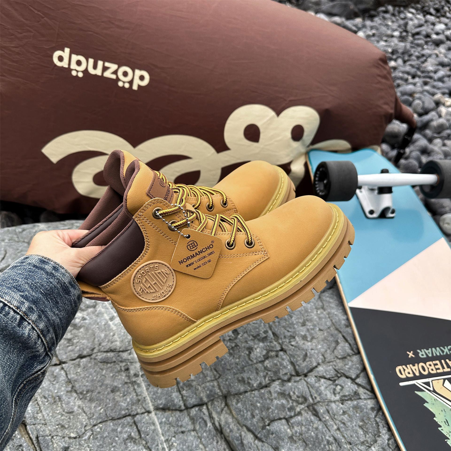 

Leather New British Style Women s Platform Height Increase Device Boots Short Boots Worker Boots