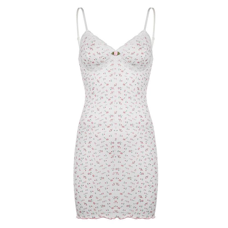 Französischer V-Ausschnitt Blumen-Romper mit Spitzen-Büstendetail