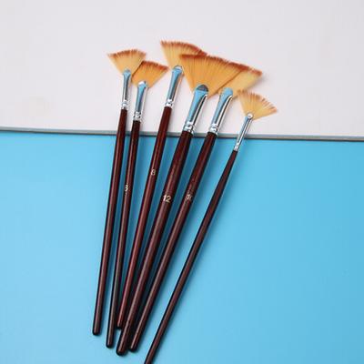 5 יח'\סט ילדים תלמיד צורת מניפה עט ציור גואש ניילון שיער עץ ידית מברשות צבע סט ציור אמנות ציוד