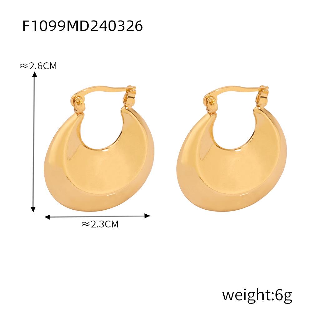 Cercei coreeni minimaliști geometrici în formă de U din oțel titan placat cu aur pentru femei
