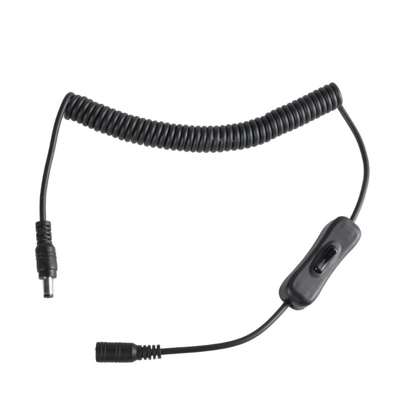 5.5x2.1mm Male To Female Spring Extension Cable with Power Switching Button for Laptop Routers LED Light Fan Speaker