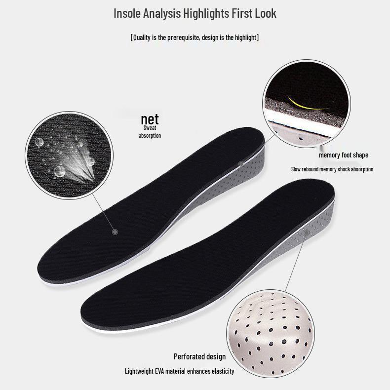 Unisex 3.5cm Height Boosting EVA Perforated Half Insole