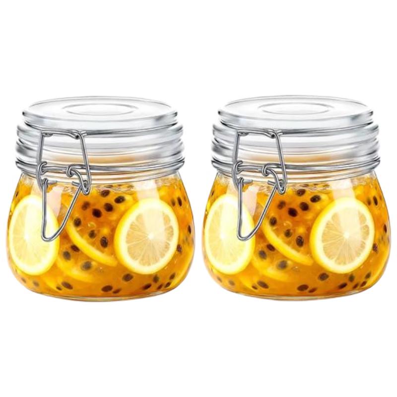HANDUNYOU Round Glass Storage Jar Set with Wooden Spoons