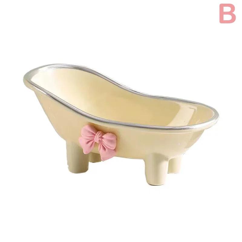 

Мыльница в форме ванны, интересная, уникальная, симпатичная, с бантом, пластиковая, держатель для мыла для дома, ванной комнаты и кухонной раковины