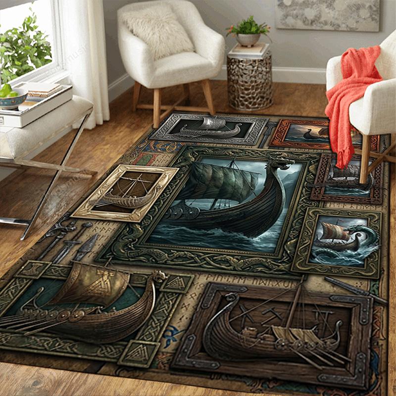 Ship Art Compilation Pattern Rug Floor Mat for Living Room or Bedroom Soft and Comfortable Carpet a Gift for Birthday and Holiday.