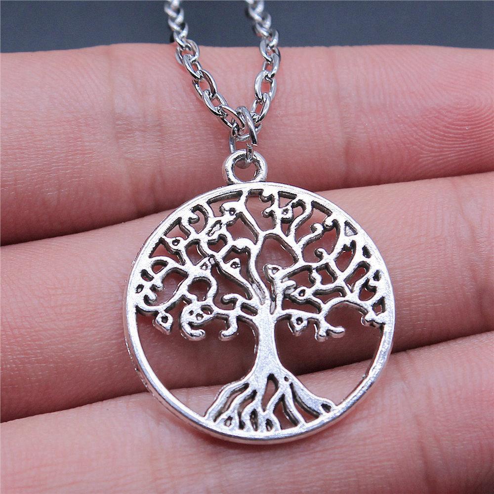 Tree of Life Floral Mandala Pendant Antique Bronze Metal Bridesmaid Choker Necklace Trendy Gift